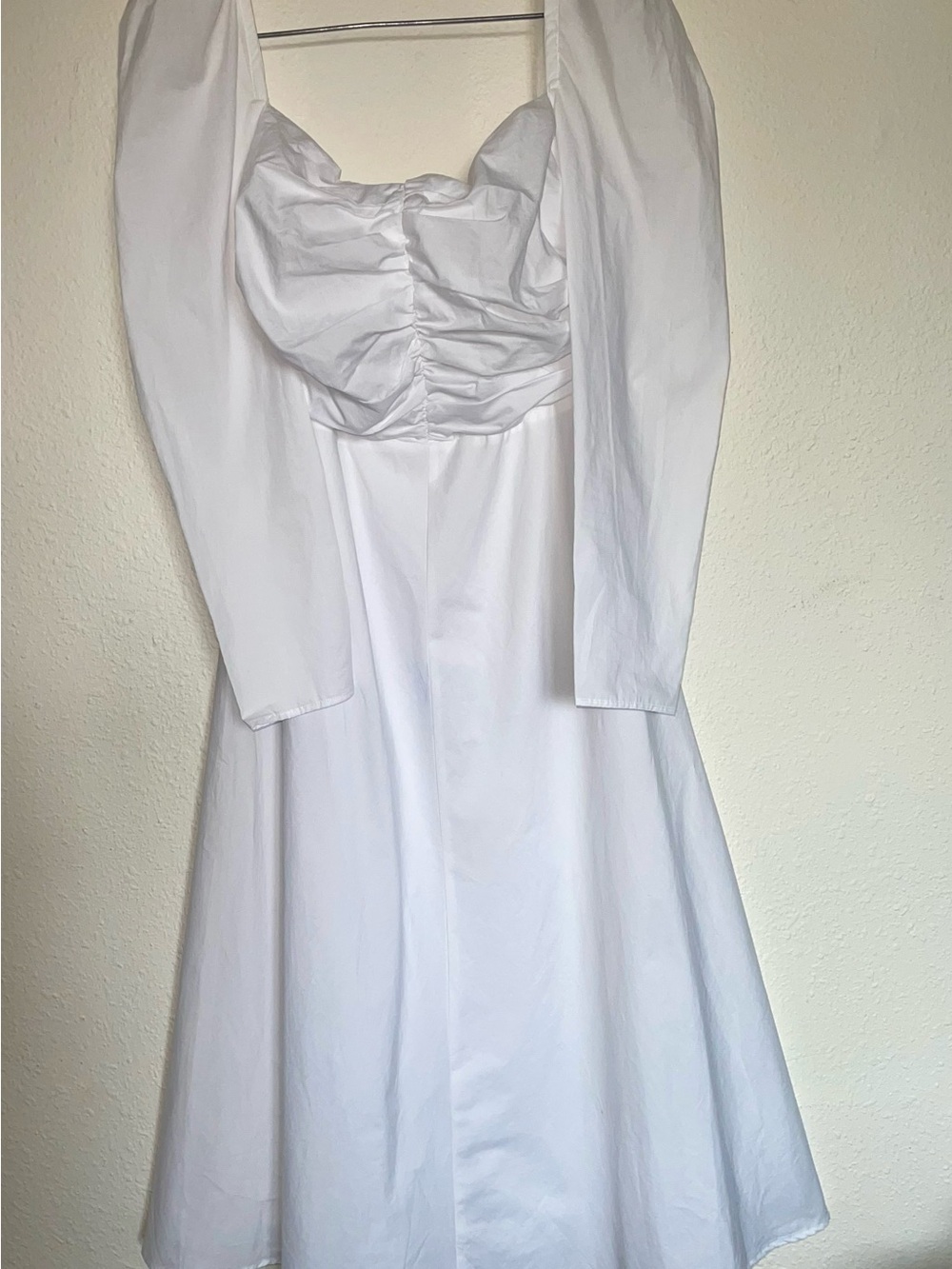 ASTR The Label White Puff Sleeve Midi Dress Sweetheart‎ Ruched Bridal Size M